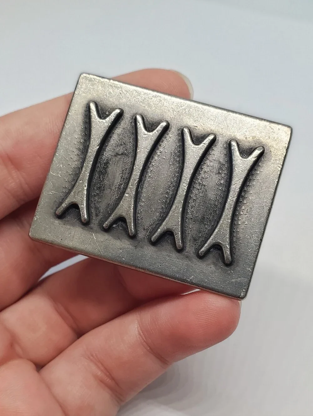 Vintage Brodrene Mylius Modernist Pewter Brooch
